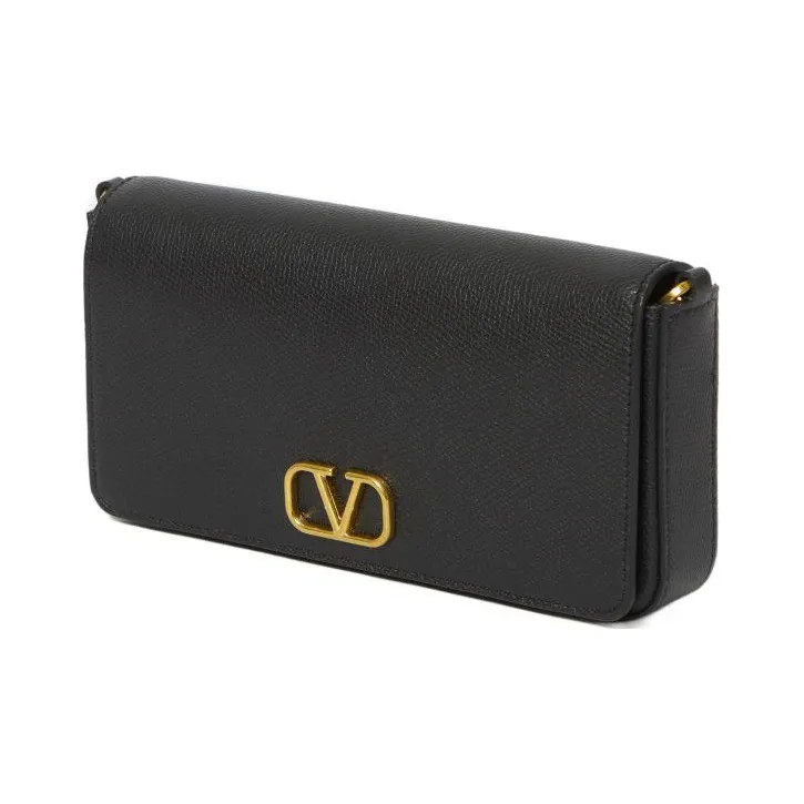 Valentino Vlogo Calfskin Shoulder Bag Crossbody Bag Wallet Women's Black-1