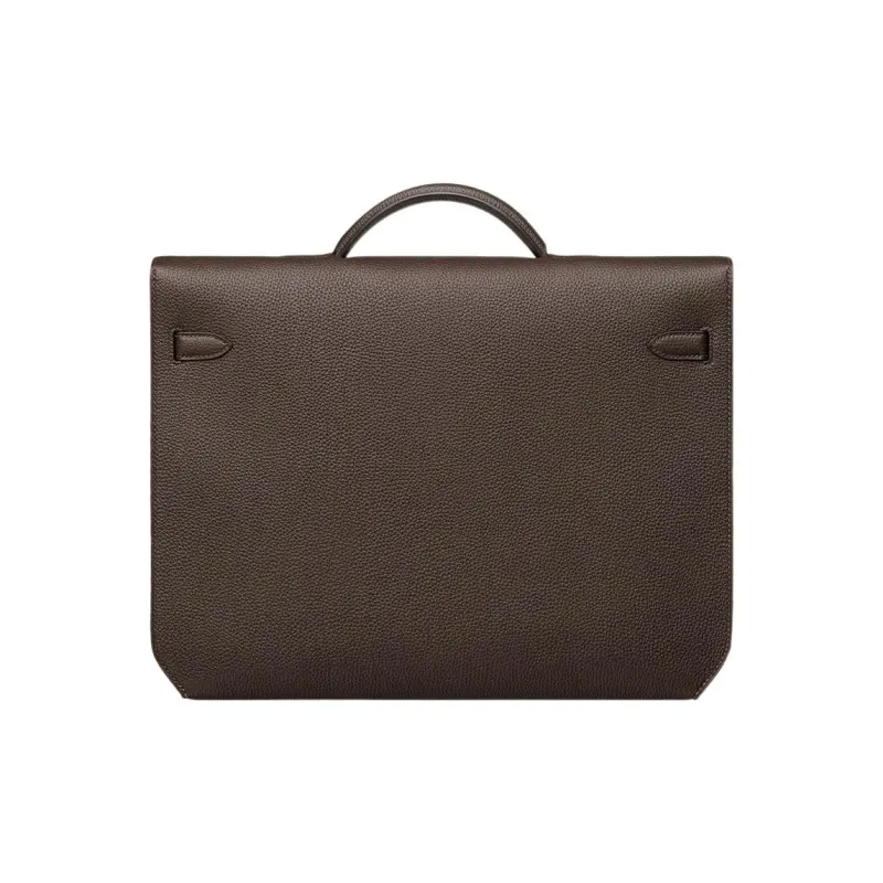 HERMES Kelly Depeches Togo Calfskin Handbag Men's 47 Chocolate Chocolate-2