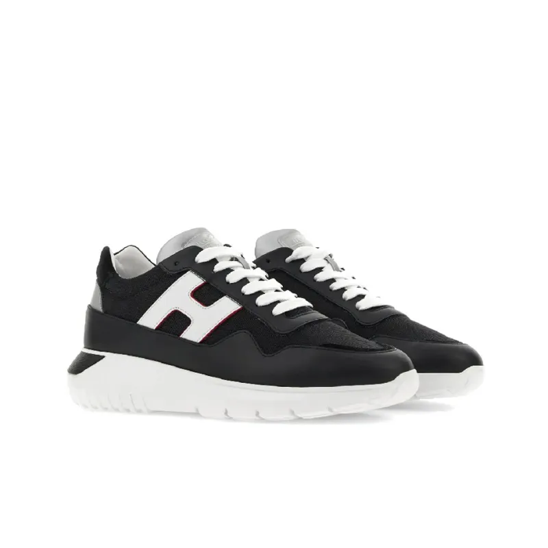 HOGAN Interactive³ Abrasion Resistant Low Top Sports Casual Shoes Men's Black-1
