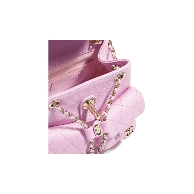 CHANEL 23P Spring Collection Grain Calfskin Backpack Trumpets Women's Pink-3