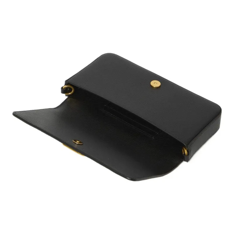 Valentino Vlogo Calfskin Shoulder Bag Crossbody Bag Wallet Women's Black-3