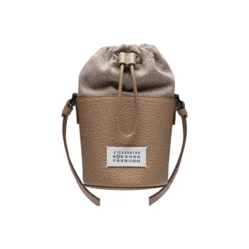 Maison Margiela 5AC Grain Leather With Calfskin Bucket Bag, Shoulder Bag, Crossbody Bag Mini Women's Light Brown
