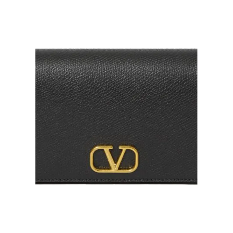 Valentino Vlogo Calfskin Shoulder Bag Crossbody Bag Wallet Women's Black-4