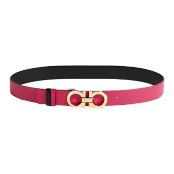 FERRAGAMO Fashion Elegance Delicate Versatile Smooth Buckle Belt Women's Rose Red Width: 2.5cm