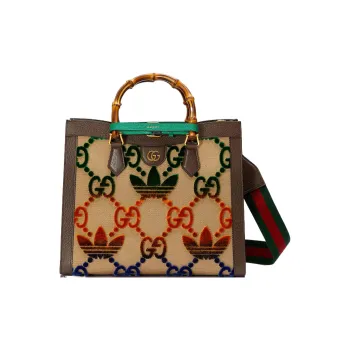 GUCCI Adidas Collaboration Diana Canvas Tote Bag Shopping Bag Canvas Bag Handbags Medium Size Women's Multicolor