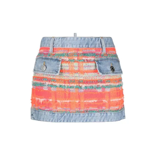 DSQUARED2 Tweed-detail Denim Mini Skirt