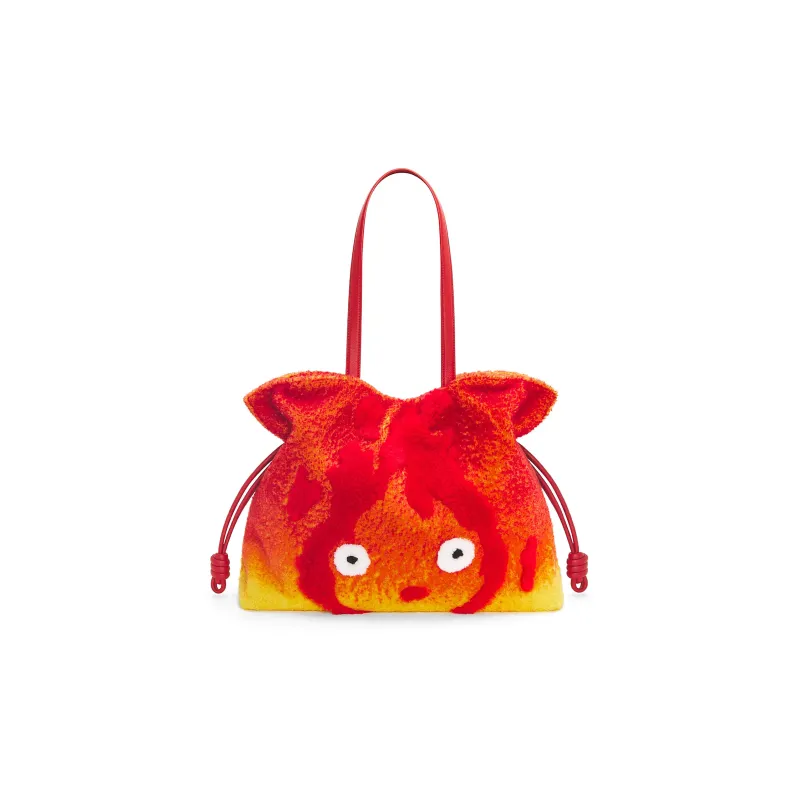 LOEWE Haruki's Mobile Castle Collaboration Shearling Shoulder Bag Clutch Extra Large Women's Red-4