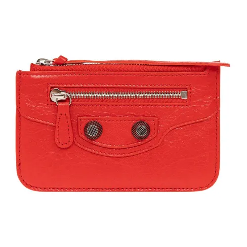 Balenciaga Le Cagole Fine Grained Sheepskin Card Holder, Wallet Coin Purse Women's Red