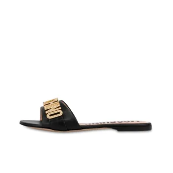 MOSCHINO Logo-lettering Leather Slides