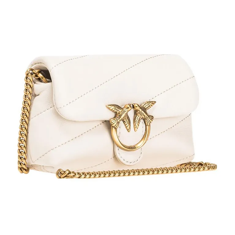 PINKO Puff Sheepskin Crossbody Bag, Shoulder Bag Women's White-1