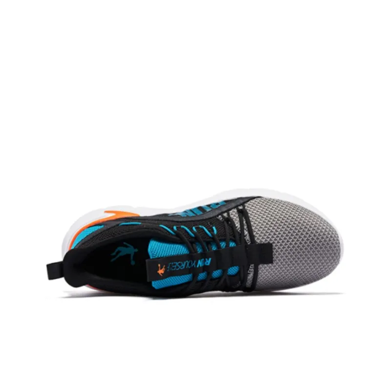 QIAODAN Breathable And Lightweight Low Top Casual Running Shoes Men's Black Cyan-3