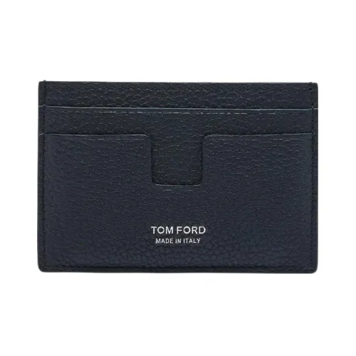 TF Grain Leather Card Holder Men's Blue