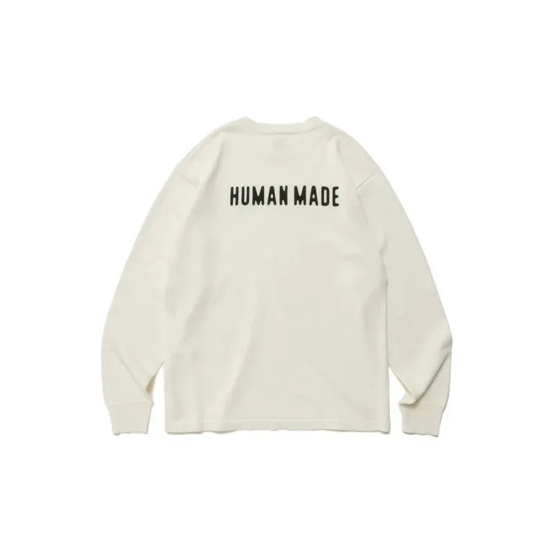 HUMAN MADE Linen Blend Knit Sweater White-3