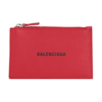 Balenciaga Cash Calfskin Wallet Card Holder Coin Purse Women's Red