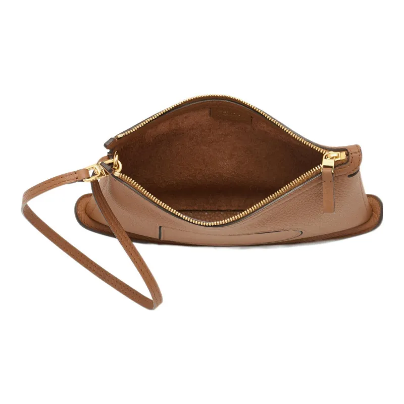 Delvau Soft Grained Calfskin Clutch Regular Women's Brown-3