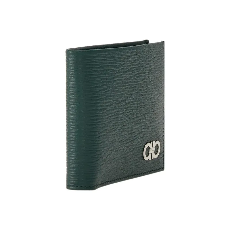 FERRAGAMO GANCINI Calfskin Wallet Men's Green-1