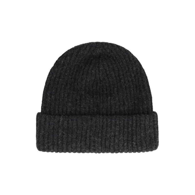 GANNI Logo patch Ribbed knit Beanie-1