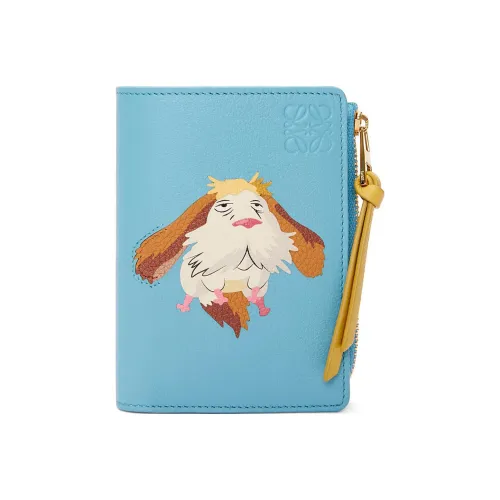 LOEWE Cow Leather Wallet Unisex Light Blue