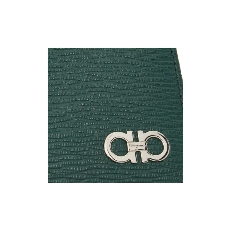 FERRAGAMO GANCINI Calfskin Wallet Men's Green-4