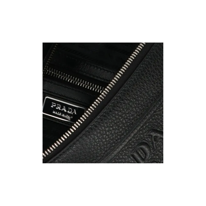 PRADA Lambskin Crossbody Bag Shoulder Bag Men's Black-3