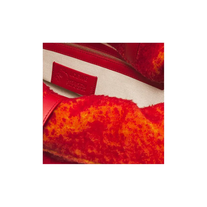 LOEWE Haruki's Mobile Castle Collaboration Shearling Shoulder Bag Clutch Extra Large Women's Red-5