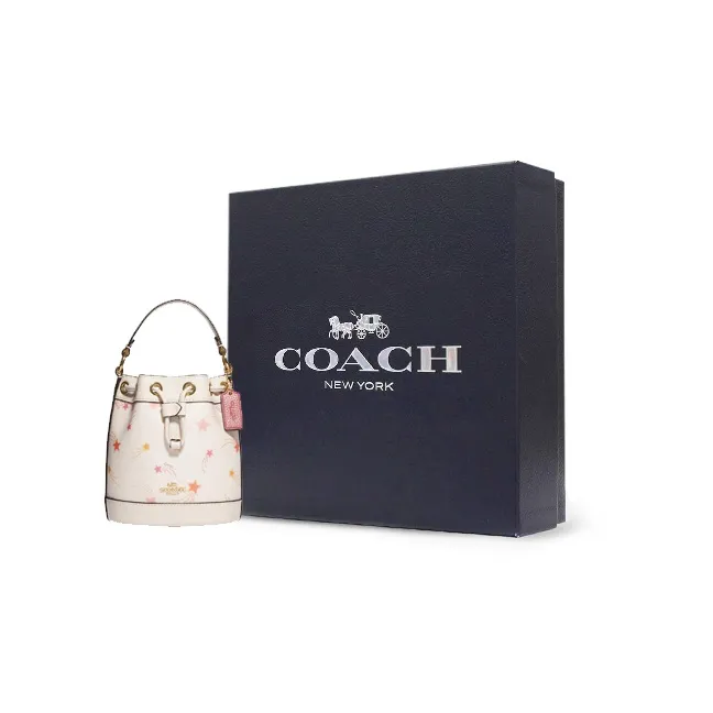 COACH Dempsey Cow Leather Bucket Bag, Handbag, Shoulder Bag, Crossbody Bag Small Size Women's White-5