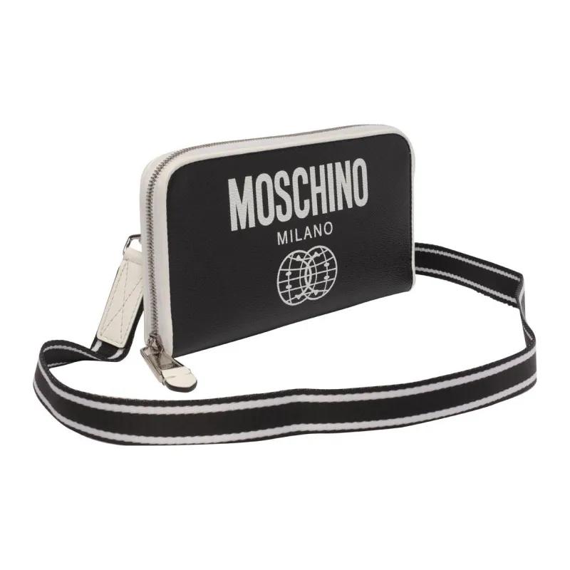 MOSCHINO Calfskin Shoulder Bag Crossbody Bag Wallets Men's Black-1