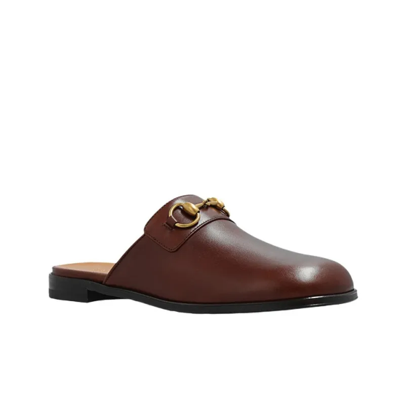 GUCCI Horsebit Leather Slippers-1