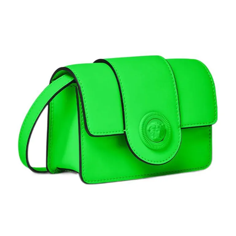 VERSACE Leather Shoulder Bag Crossbody Bag Mini Men's Green-1