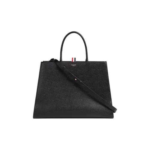 THOM BROWNE· Grained Calfskin Tote Bag, Shopping Bag, Shoulder Bag, Crossbody Bag, Handbag Large Size Men's Black
