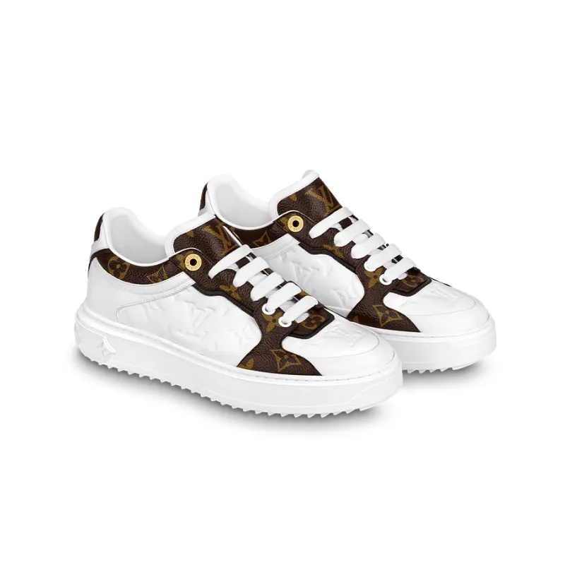 LOUIS VUITTON Time Out Sneakers 'White Monogram With Brown Monogram' Women's-2