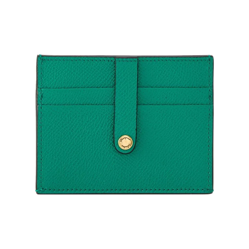 FERRAGAMO GANCINI Cow Leather Shoulder Bag Crossbody Bag Card Holder Women's Deep Bright Green-2