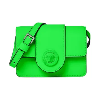 VERSACE Leather Shoulder Bag Crossbody Bag Mini Men's Green