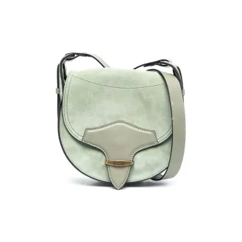 ISABEL MARANT Cow Leather With Cotton Crossbody Bag, Shoulder Bag Women's Light Green