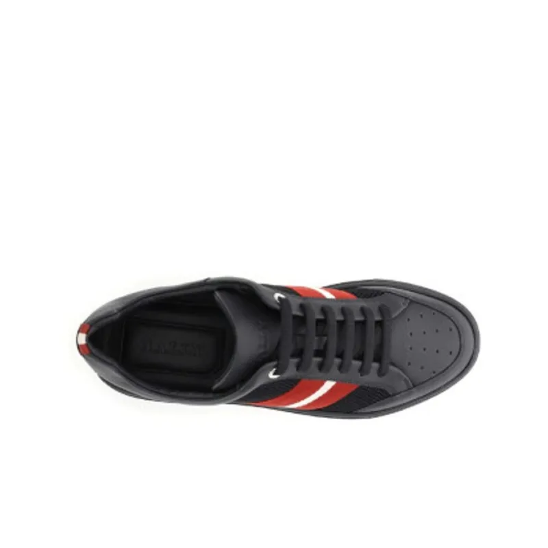BALLY Low Top Stylish Skateboarding Shoes Men's Black Red-3