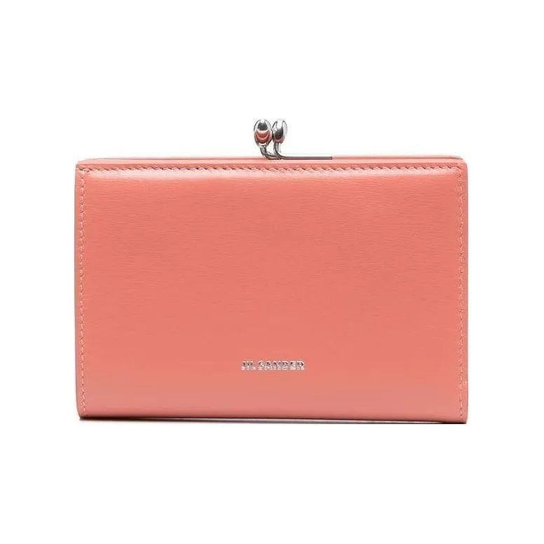 JIL SANDER Calfskin Wallet Women's Orange Red-0