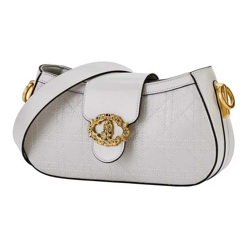 Hush Puppies Cow Leather Crossbody Bag Medium Size Women's Gray/White-7