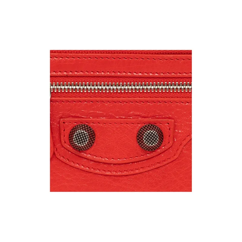Balenciaga Le Cagole Fine Grained Sheepskin Card Holder, Wallet Coin Purse Women's Red-3