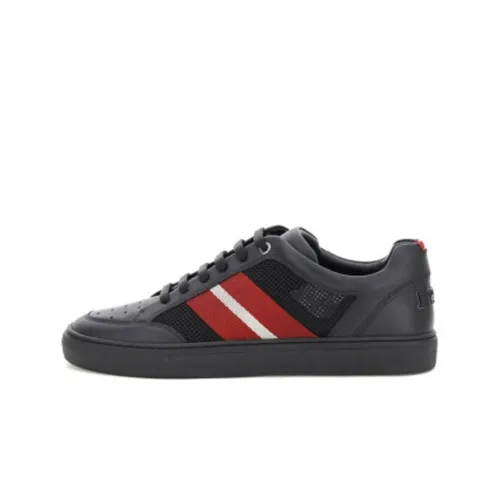 BALLY Low Top Stylish Skateboarding Shoes Men's Black Red