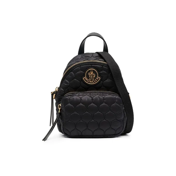 Moncler With Calfskin Backpack Small Size Women's Black-0