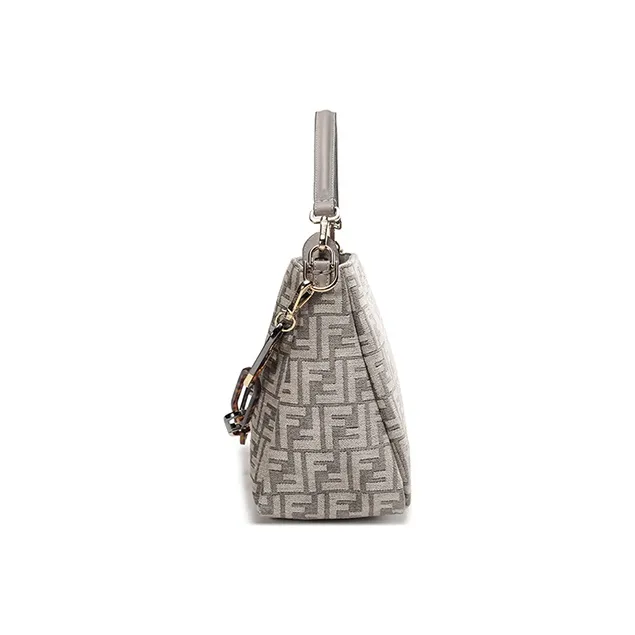 FENDI O'Lock Fabric Cow Leather Patchwork One Shoulder Handbags Regular Women's Light Brown-2