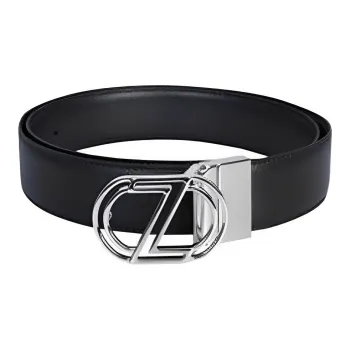 Zzegna Minimalist Style Casual Comfortable Smooth Buckle Belt Men's Black