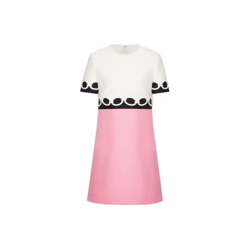 Valentino Valentine's Day SS23 Short-Sleeved Dresses Women's White/Pink