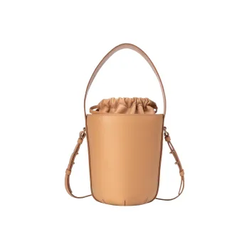 Chloe Smooth Calf Leather Bucket Bag, Handbag, Shoulder Bag, Crossbody Bag Women's Light Tea Brown