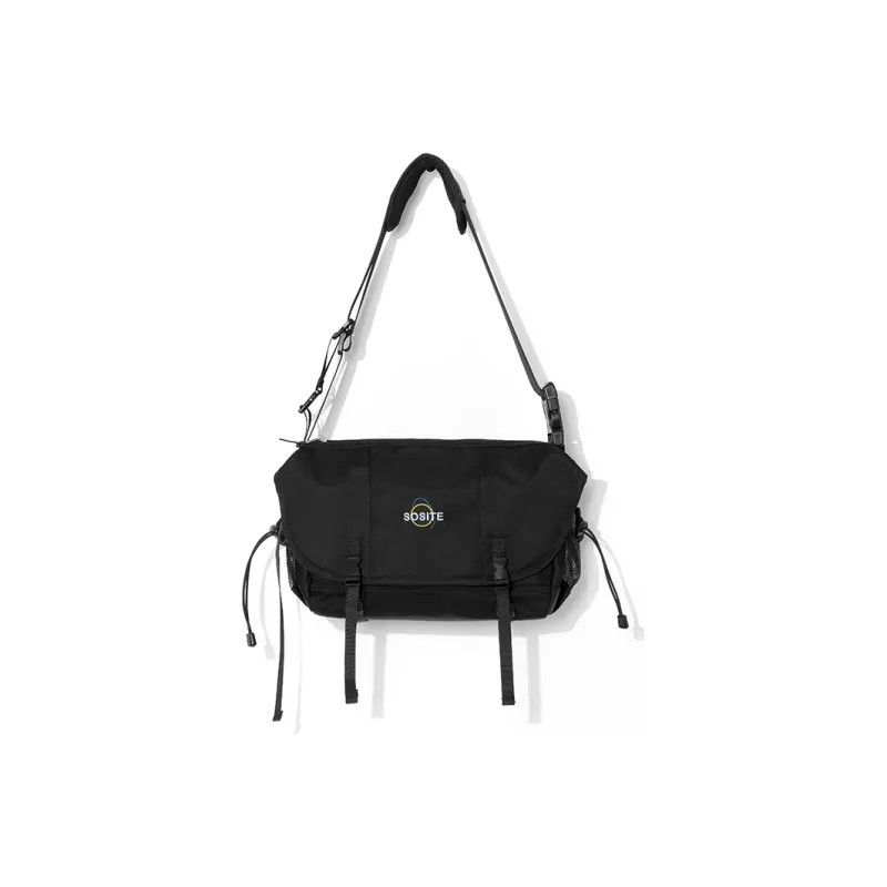 SOSITE Water repellent Nylon Laptop Bag Messenger Bag Shoulder Bag Crossbody Bag Regular Unisex Sky Blue Classic Black-2