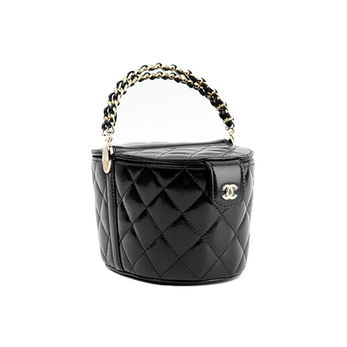 CHANEL Oil Wax Calfskin Picnic Basket Handbag Women's Black-1