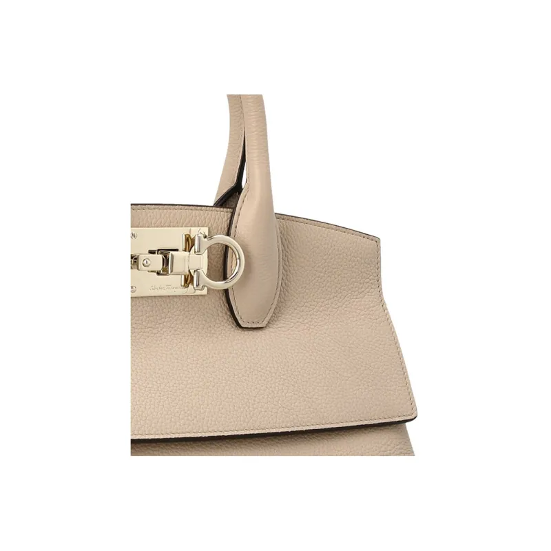 FERRAGAMO Studio Calfskin Shoulder Bag Crossbody Bag Handbag Small Size Women's Light Brown-6