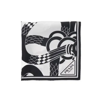 PRADA Snake-print Twill Scarf