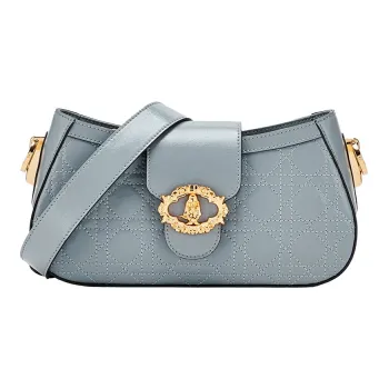 Hush Puppies Cow Leather Crossbody Bag Medium Size Women's Gray/White
