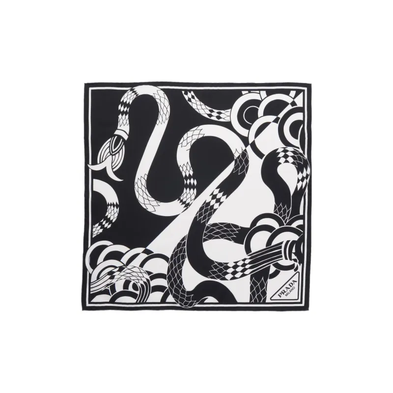 PRADA Snake-print Twill Scarf-1